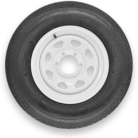 Rubbermaster - Steel Master Rubbermaster H78-15 ST225/75D15 8 Ply Highway Rib Tire and 6 on 5.5 Eight Spoke Wheel Assembly 599316